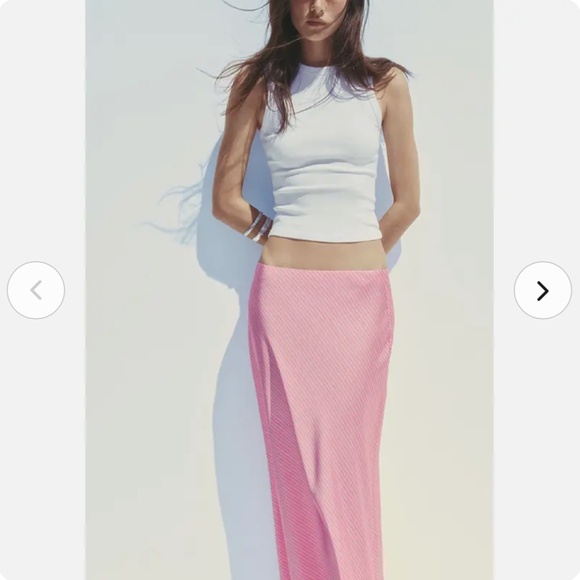 ZARA STRIPED SATIN MIDI SKIRT NWT - Picture 10 of 10